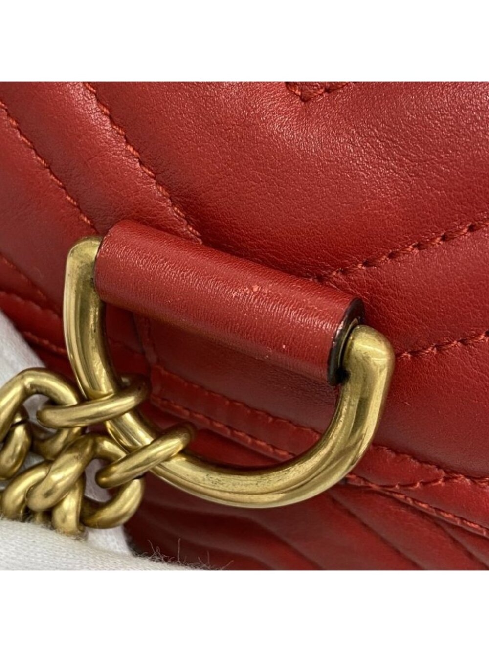 Gucci Backpack GG Marmont Leather Red Gold - Picture 9 of 10